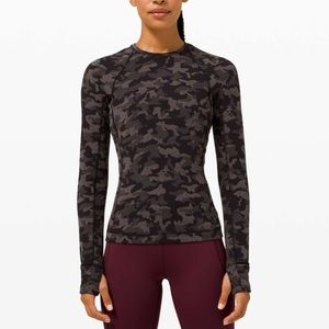 Lululemon Runderful Long Sleeve Heritage Camo Jacquard Black Lunar Rock size 6